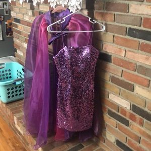 Pink sequence prom dress in perfect condition. (: